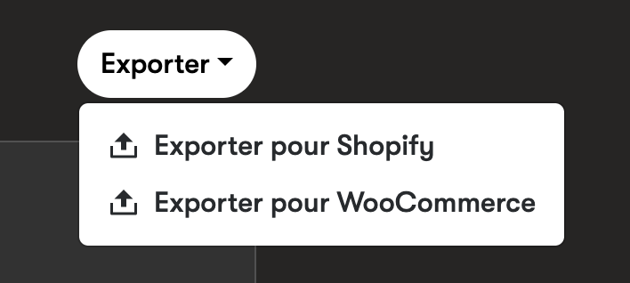 Bouton "Exporter pour Shopify" depuis RankedOne AI