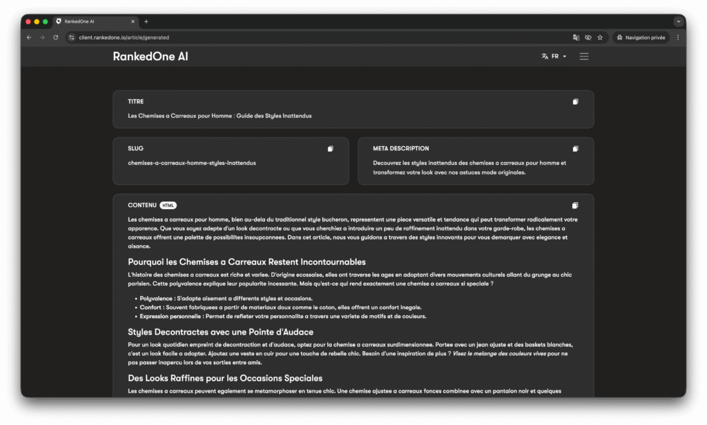 Générateur d'articles de blog SEO