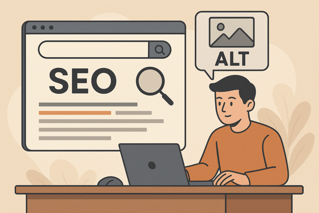 Personne travaillant le SEO avec les balises ALT